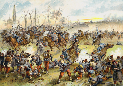 Battle of St Quentin, Franco-Prussian war, 19 January 1871 (chromolitho)