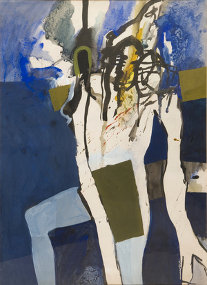 Blue Figure Study, 1974-76 (brush, black ink, gouache & acrylic on paper)