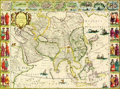 Map of Asia by J. Blaeu, 1632.  From British Merchant Adventurers, published 1942.
