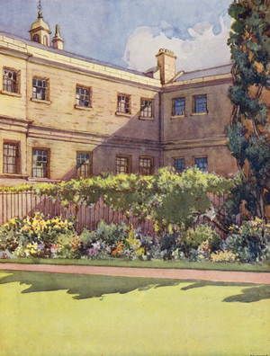 Trinity College from the garden (colour litho)