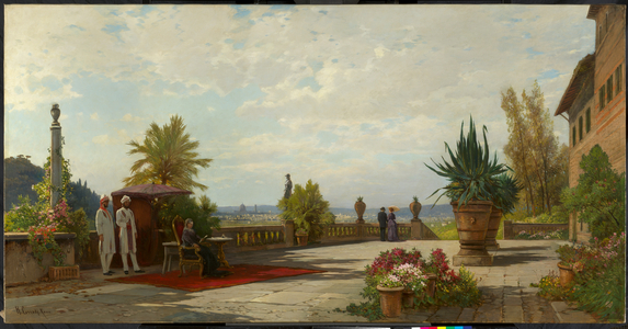 Queen Victoria (1819-1901) on the Terrace of Villa Palmieri, 1894 1897 (Oil on canvas)