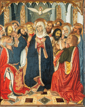 Table of Pentecost. From the Altarpiece of Constable of Portugal (1464-1465). Paint on wood. By Jaume Huguet (1414-1492). XV Century (painting on wood)