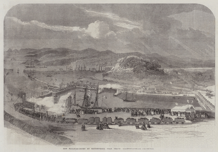 New Floating-Docks at Britonferry, near Neath, Glamorganshire (engraving)
