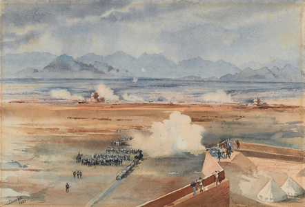 Sortie of Sudanese Troops of the Anglo-Egyptian garrison before the successful action against the Dervishes at Gemazih, Suakin, 20th Dec 1888 (w/c)