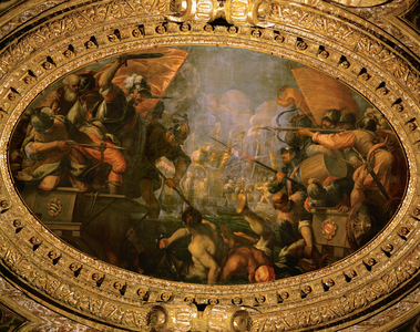 Venetian victory over rival maritime city state Pisa in 1099 under Giovanni Michiel (oil on canvas)