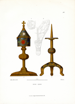 Romanesque Reliquary and Candlestick (chromolitho)