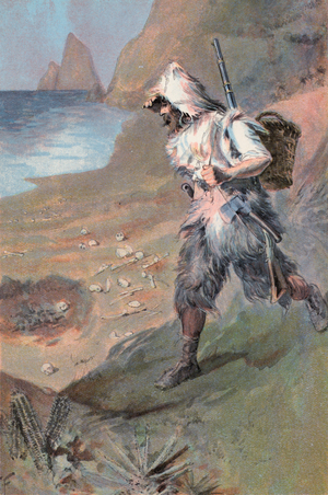 Robinson Crusoe: I am filled with horror (colour litho)