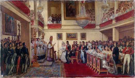 The marriage of King Leopold I to the Princess of Orleans, between 1833 and 1837 (oil)