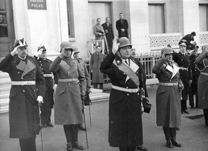 German delegation at the memorial service for Ataturk in Ankara (b/w photo)