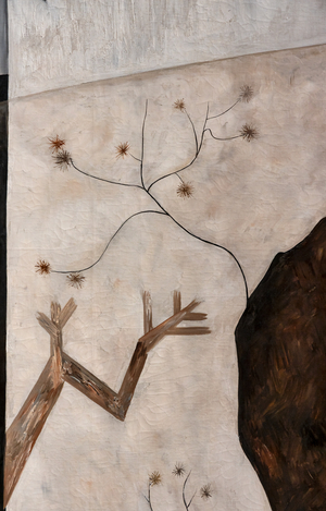 Spring, screen divided in 5 panels, detail, 1927-28 (oil painting on canvas)