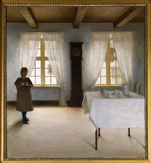 An Interior with a Young Girl Serving Tea, 1901 (oil on canvas)