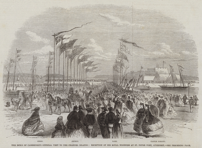 The Duke of Cambridge's Official Visit to the Channel Islands, Reception of His Royal Highness at St Peter Port, Guernsey (engraving)