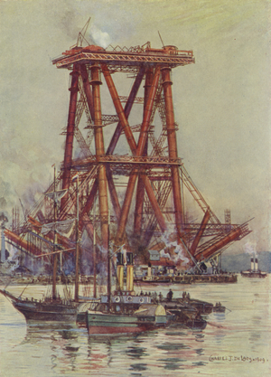 Building the forth bridge (colour litho)