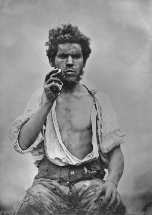 Irish labourer, 1850s (quarter plate ambrotype, wet collodion positive on glass)