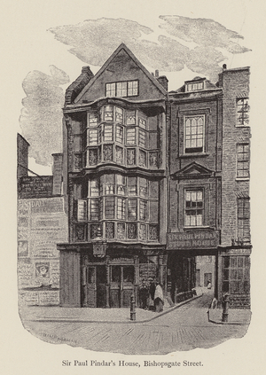 Sir Paul Pindar's House, Bishopsgate Without (engraving)
