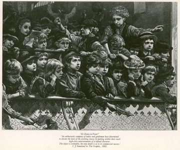 Sit Down in Front! Working class children are introduced to the theatre (engraving)