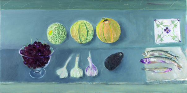 Fruit, Fish and Portuguese Tile (oil on canvas)