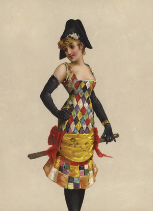 Girl in fancy dress (chromolitho)