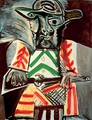 Seated Man with a Gun; Homme assis au fusil, 1969 (oil on canvas)