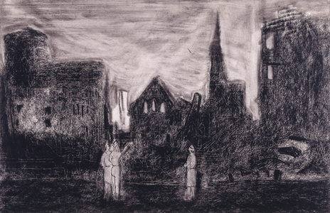 Bremen Ruins at Night, 1945 (litho)