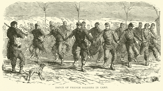 Dance of French soldiers in camp, November 1870 (engraving)