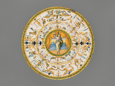 Dish, Lucretia, 1575-1600 (tin-glazed earthenware)