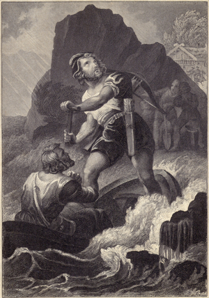 William Tell in a boat (engraving)