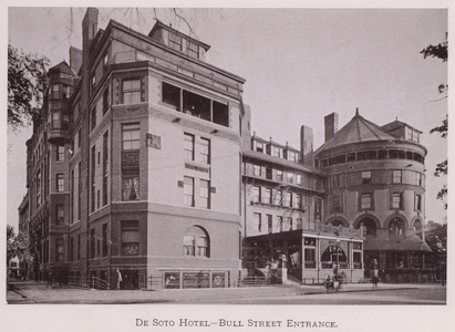 De Soto Hotel, Bull Street Entrance (b/w photo)