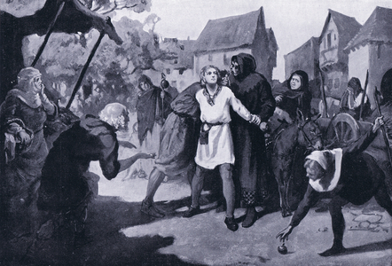 Richards page arouses suspicion in Erdburg market place AD1192, 1920's (litho)