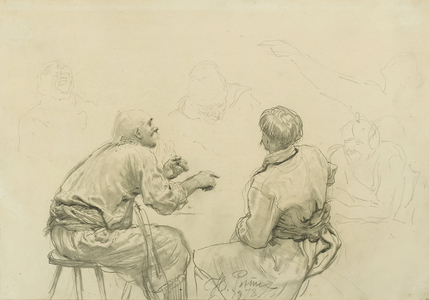 Study for 'Zaporozhian Cossacks Writing a Letter to the Turkish Sultan', 1878 (pencil & grey wash on paper)