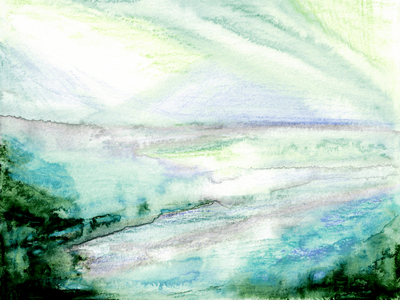 THE ESCAPIST OCEAN LANDSCAPE 2, 2022 (Watercolor Mixed Media)