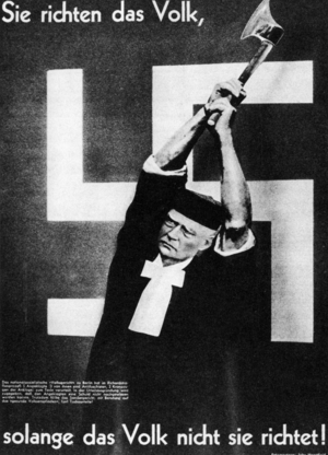 Heartfield photomontage on justice in Nazi Germany, 1936 (b/w photo)