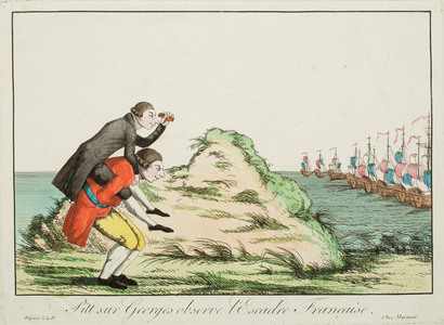 Pitt sur Georges observe l'Escadre Francaise, 1805 (coloured engraving)