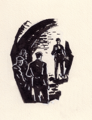 Illustration from "The Bloody Banks of the Nemiga River" by Vladimir Karpov, 1963 (gouache on paper)