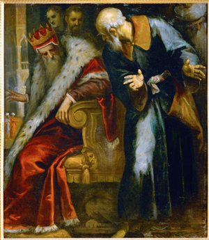 The prophet Nathan admonishes King David (painting on canvas)