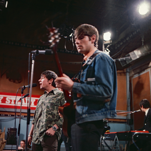 Eric Burdon (left), singer of British rock band "The Animals" performing in Germany, circa 1968
