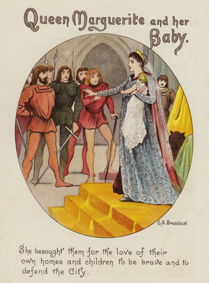 Margaret of Provence, Queen Consort of Louis IX of France, and her baby (chromolitho)