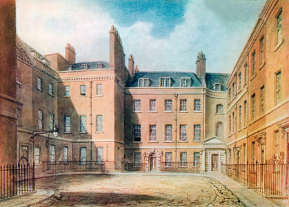 Downing Street, Westminster (colour litho)