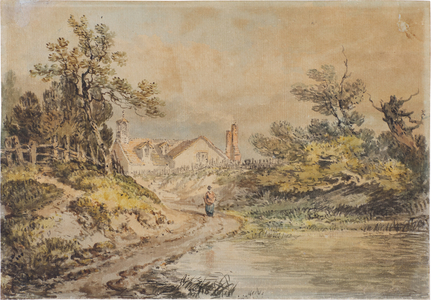 A School House Near a Pond, 1794(Watercolour over pencil on laid paper)