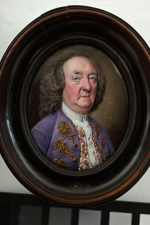 Portrait miniature: Richard 'Beau' Nash by Nathaniel Hone, 1750 (enamel on copper)
