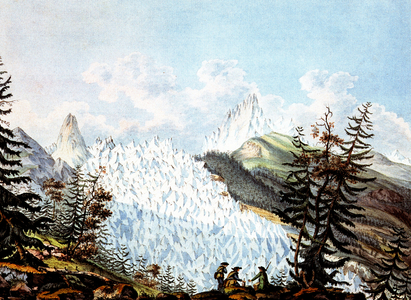 View of the avalanche of the Ice Sea, c.1800 (engraving )