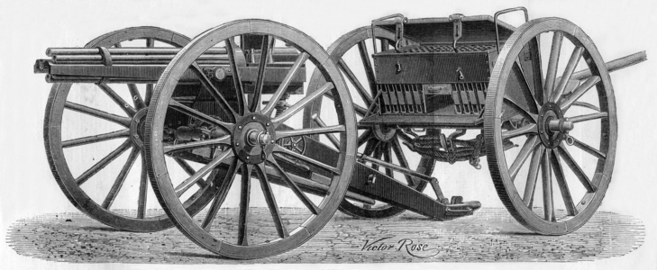Hotchkiss machine gun (french army), engraving, c. 1867