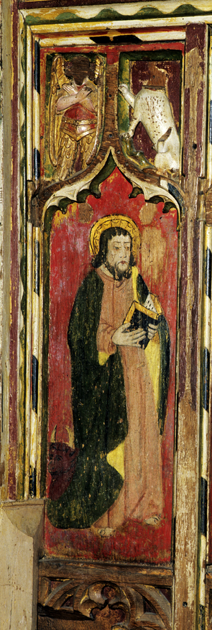 St Luke, detail of the rood screen, All Saints Church, Morston, Norfolk, UK (tempera on wood)