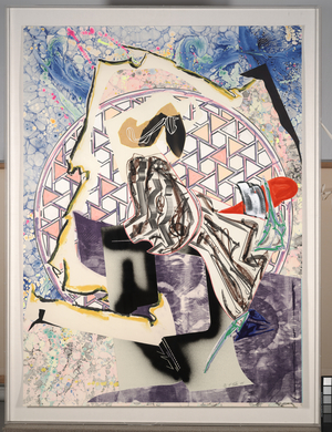 The Great Heidelburgh Tun, 1988 (silkscreen, lithography, and linoleum block with hand-coloring, marbling, and collage)