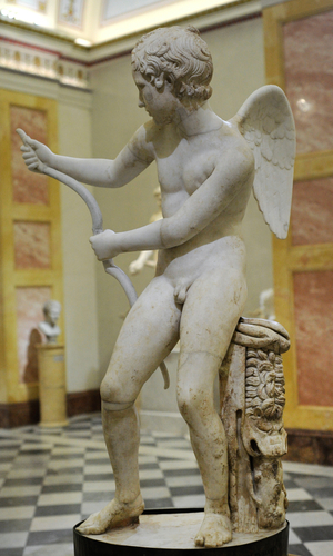 Eros drawing his bow. Marble. Roman work. 2nd century AD.
