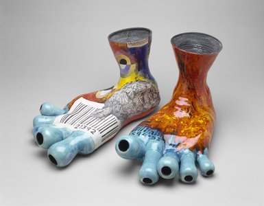 Big Feet, 1992 (earthenware with low-fire gloss and matte glazes)