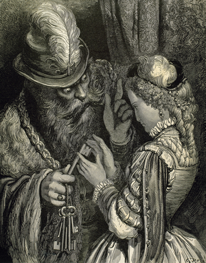 Charles Perrault (1628-1703). French writer. Bluebeard (colour engraving)