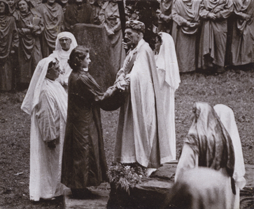 Investiture of Princess Elizabeth as an Honorary Ovate of the Gorsedd of the Bards of Wales, 1946 (b/w photo)