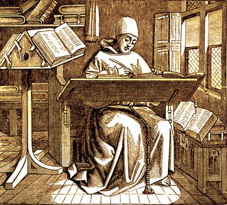 Scribe, illustration from 'The Arts in the Middle Ages and the Renaissance' by Paul Lacroix, 1886 (print)
