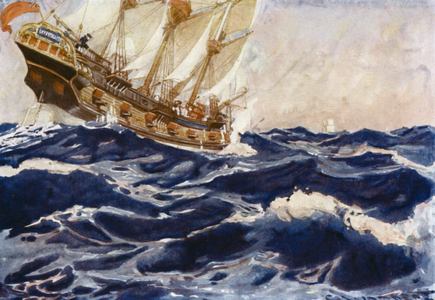 Illustration for Romance of Empire, Australia (colour litho)